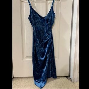 Blue velour mini-dress in size XS